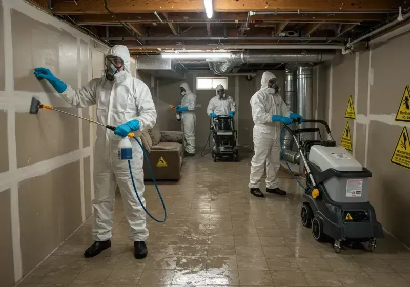 Basement Moisture Removal and Structural Drying process in Greentown, OH